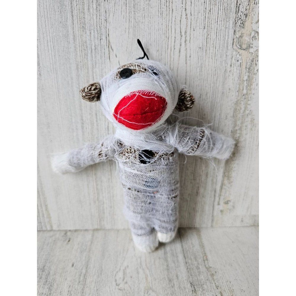 Pier 1 mummy sock monkey Halloween ornament decor‎ rare